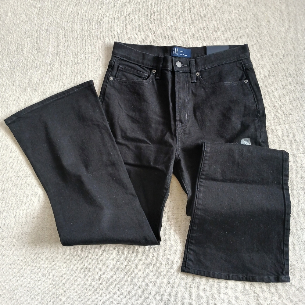 gap 70s flare black jeans stretch high rise grunge retro indie dark academia 8